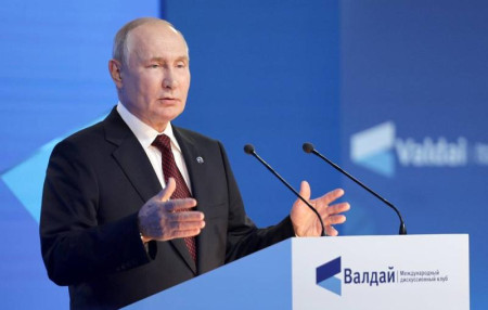 Russia has to respond to constant geopolitical pressure, says Putin